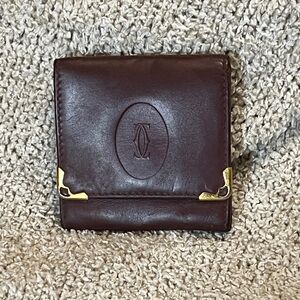 Cartier Dark Brown Leather Wallet with Gold Details